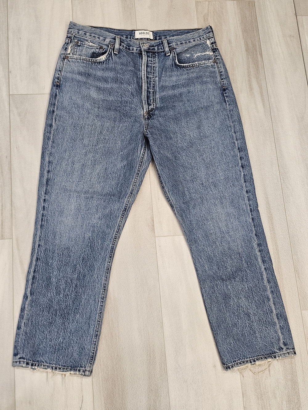 AGOLDE Riley High Rise Straight Crop Jeans Frequency Size 31